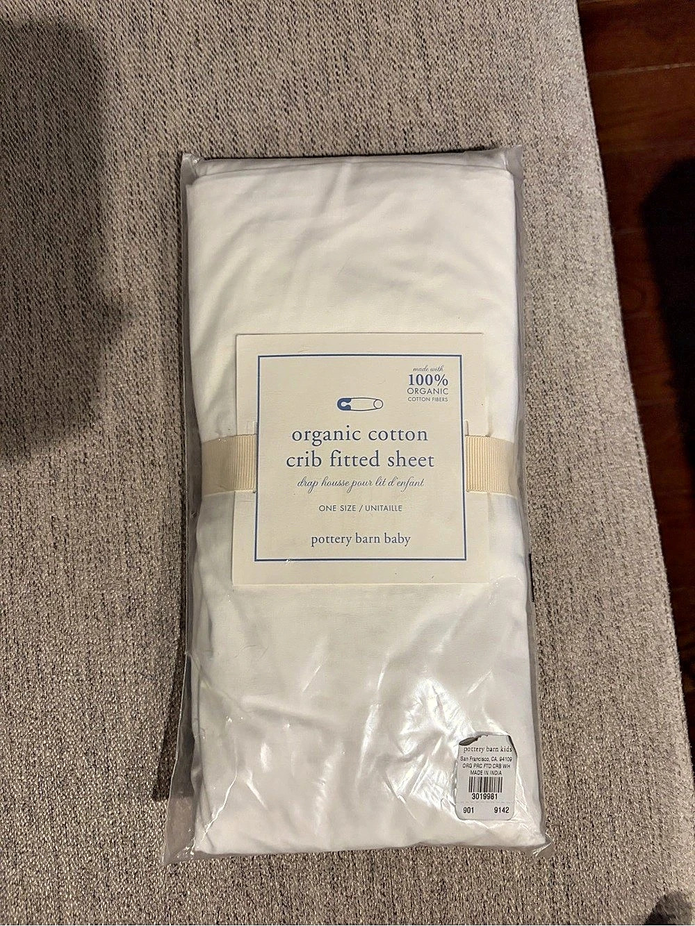 Pottery Barn Baby Organic Cotton Crib Fitted Sheet White